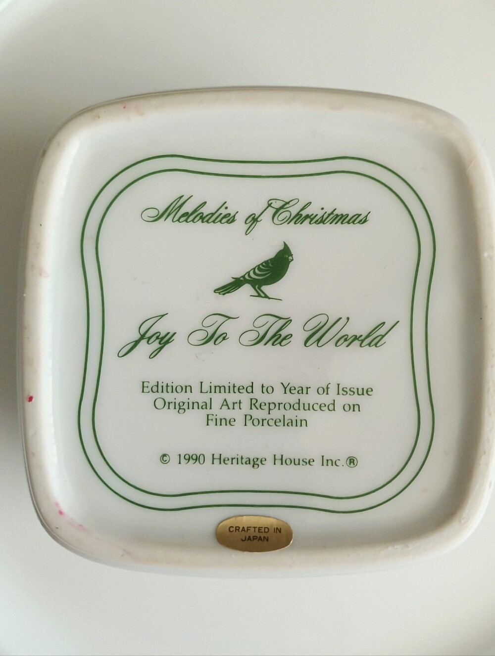 Vintage 1990 Heritage House, Inc. Melodies of Christmas "Joy To The World" Porce - Picture 7 of 7